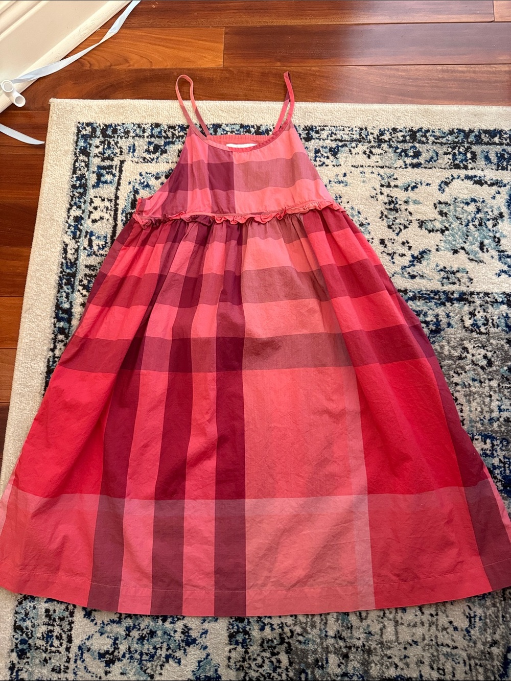 Burberry Pink Plaid Sundress with Ruffle Waist